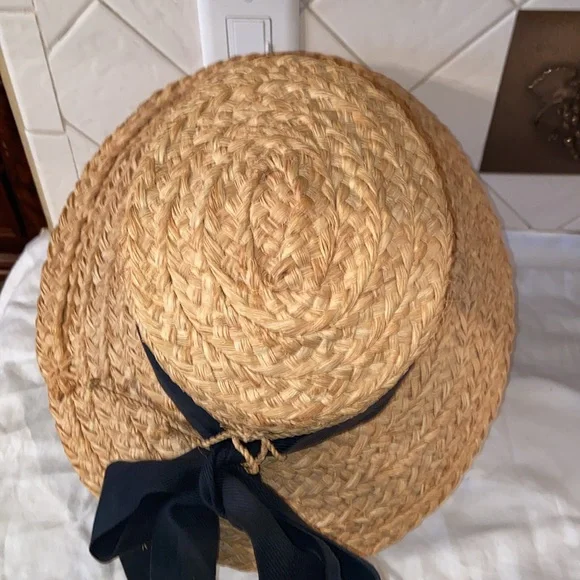 RARE HELEN KAMINSKI Natural Raffia Straw Bow flower detail Hat - Picture 9 of 16